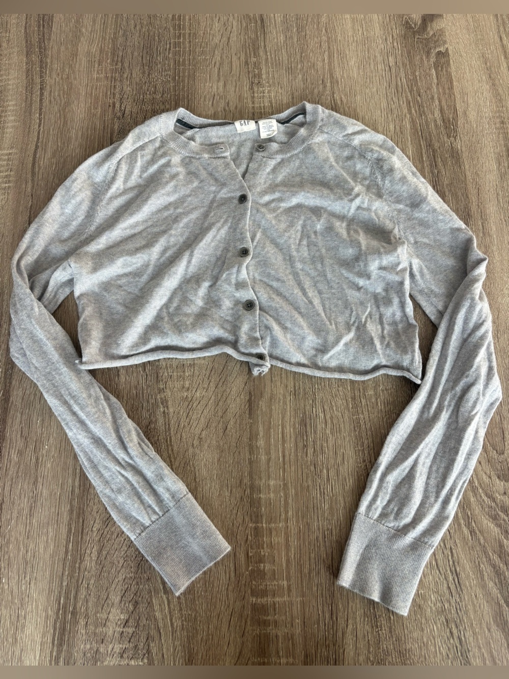 GAP Light Gray Cropped Button Cardigan